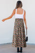 Reversible Leopard Floral Ruffle Hem Southern Maxi Skirt